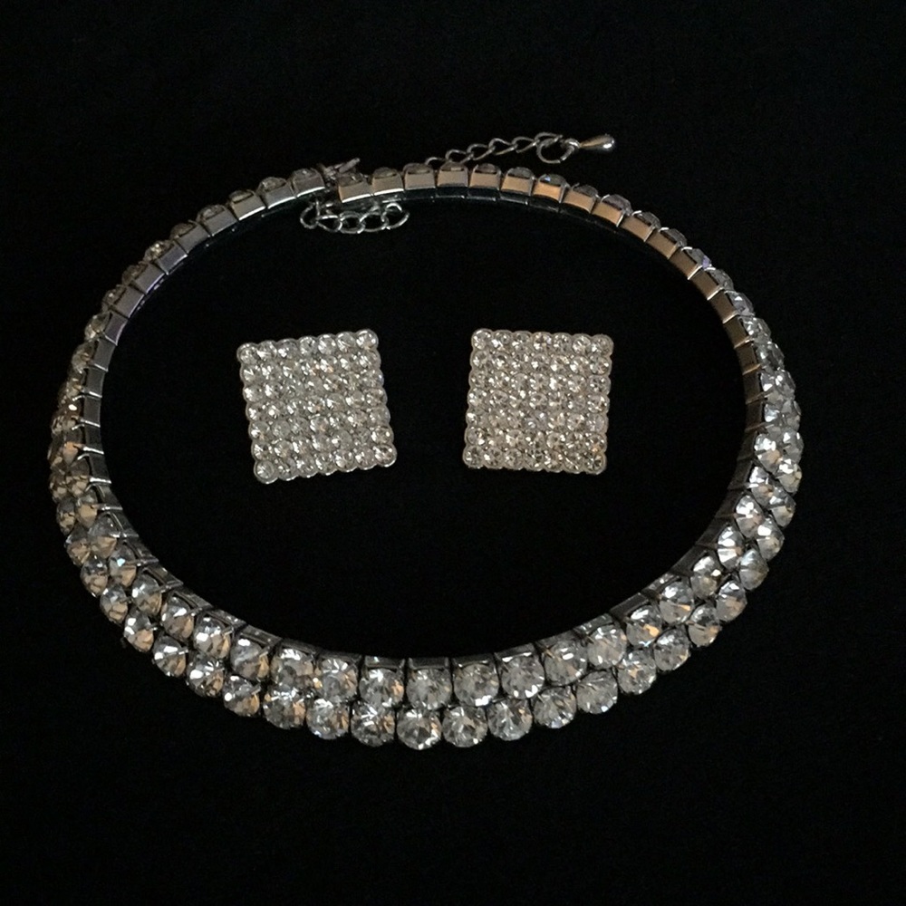 Rhinestone necklace and earrings